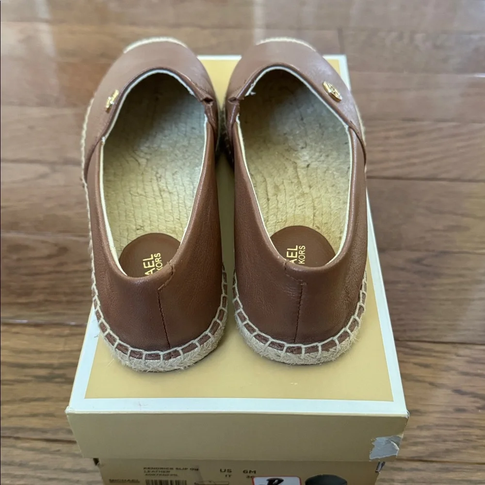 Micheal Kors Kendrick slip on leather espadrilles - brown 6